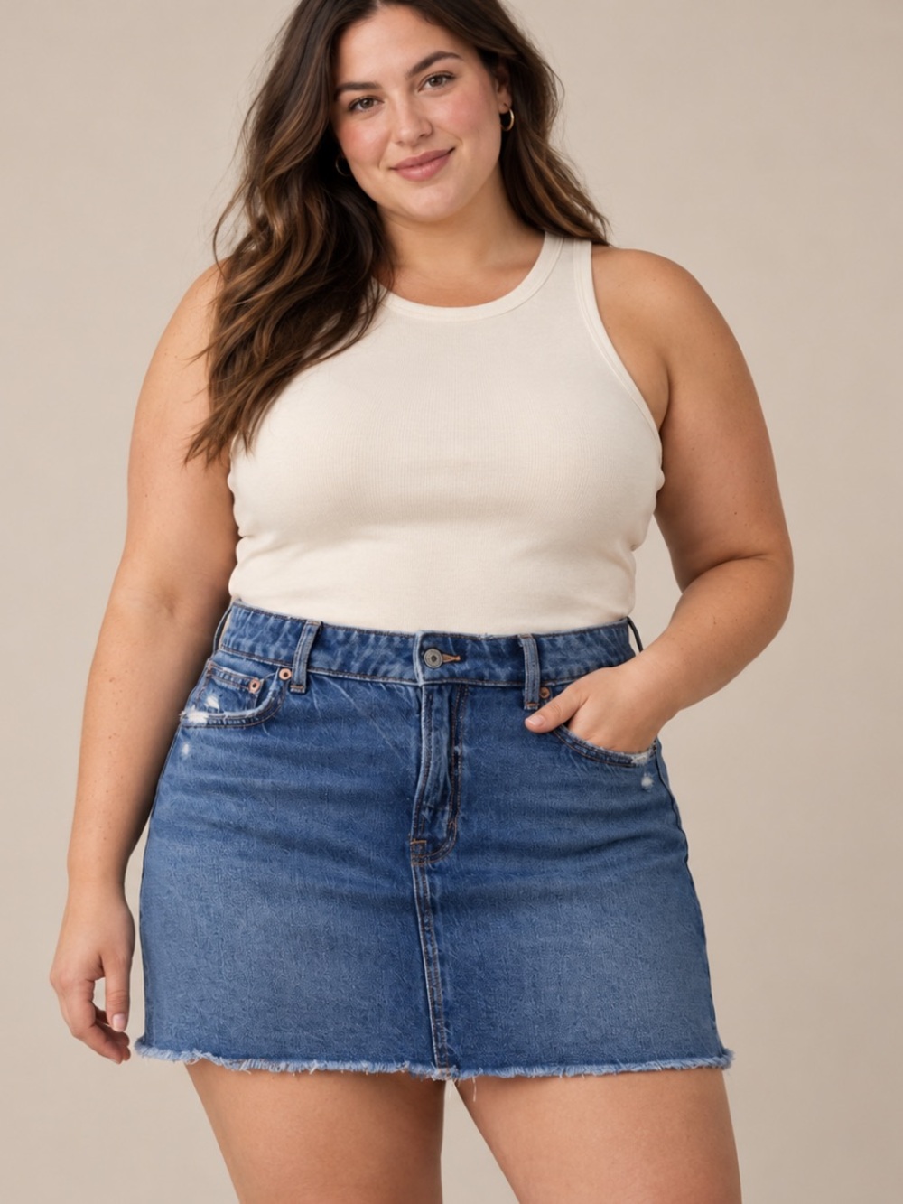 Classic Blue Denim Mini Skirt - Blue